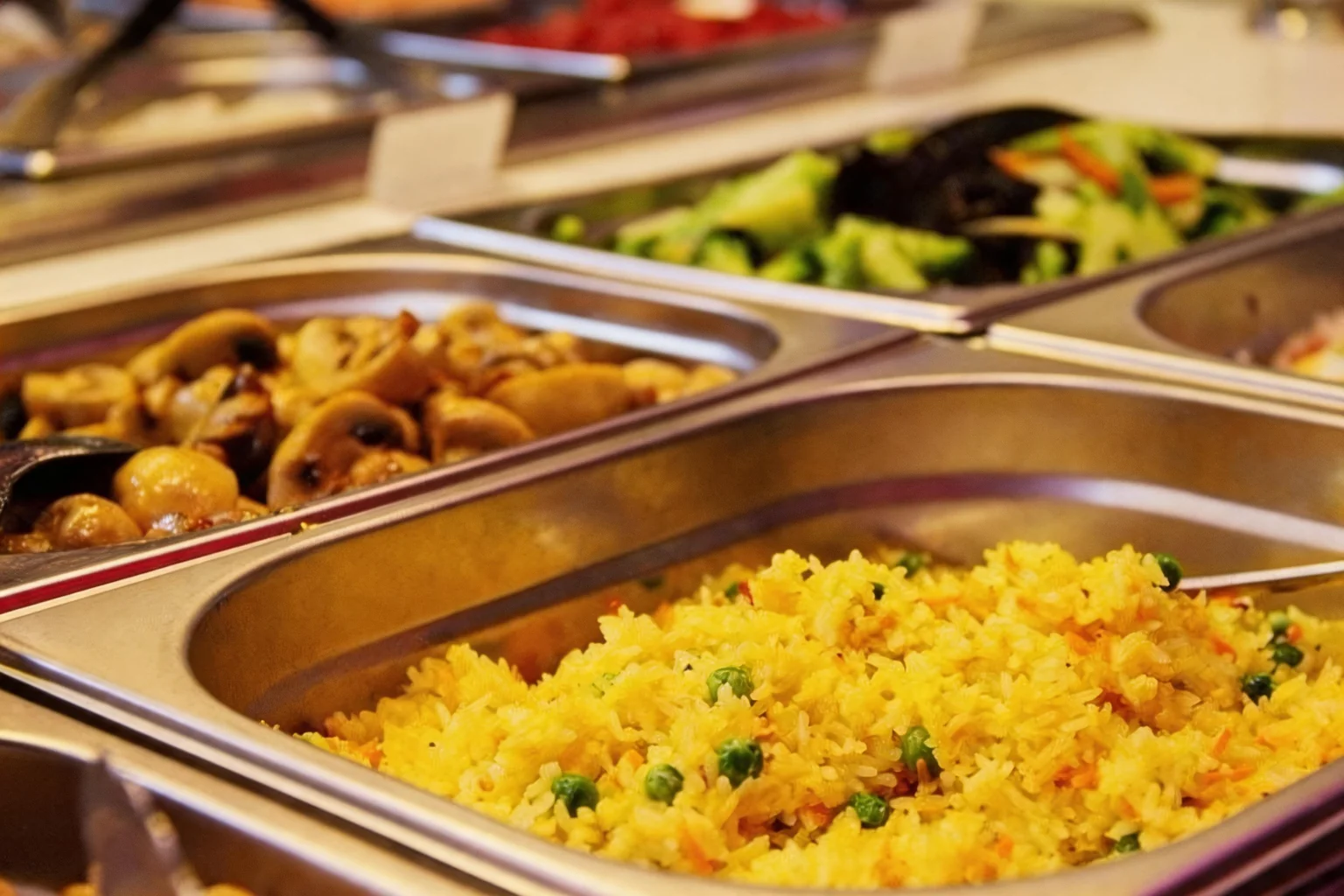 Cantonese fried rice and buffet side dishes